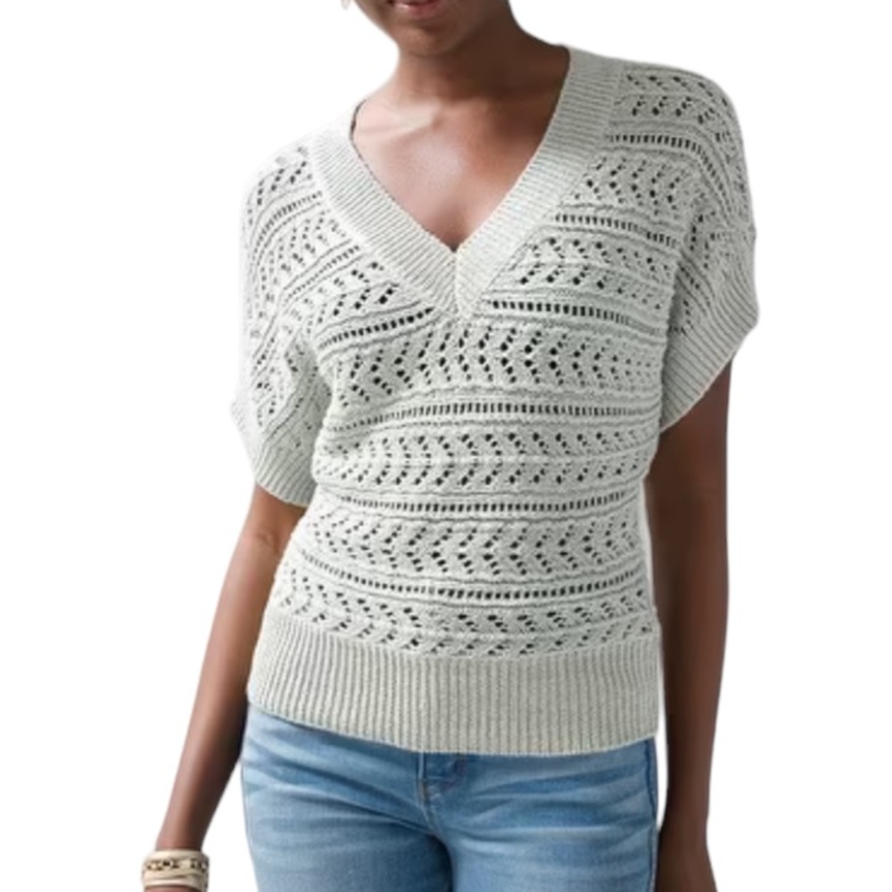 White House Black Market short-sleeve open knit pullover excellent condition